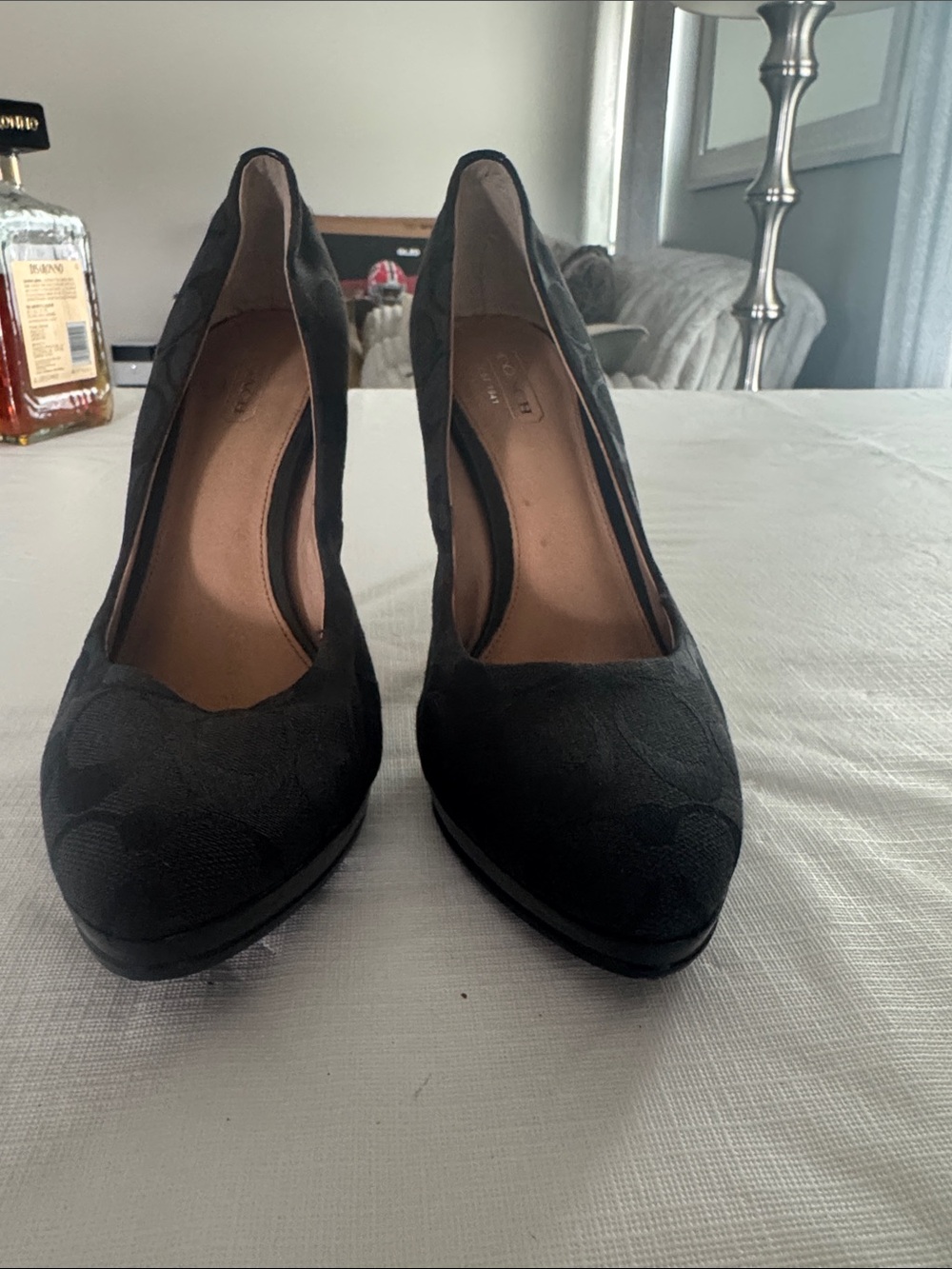 Coach Black Signature Jacquard Pointed-Toe Pumps